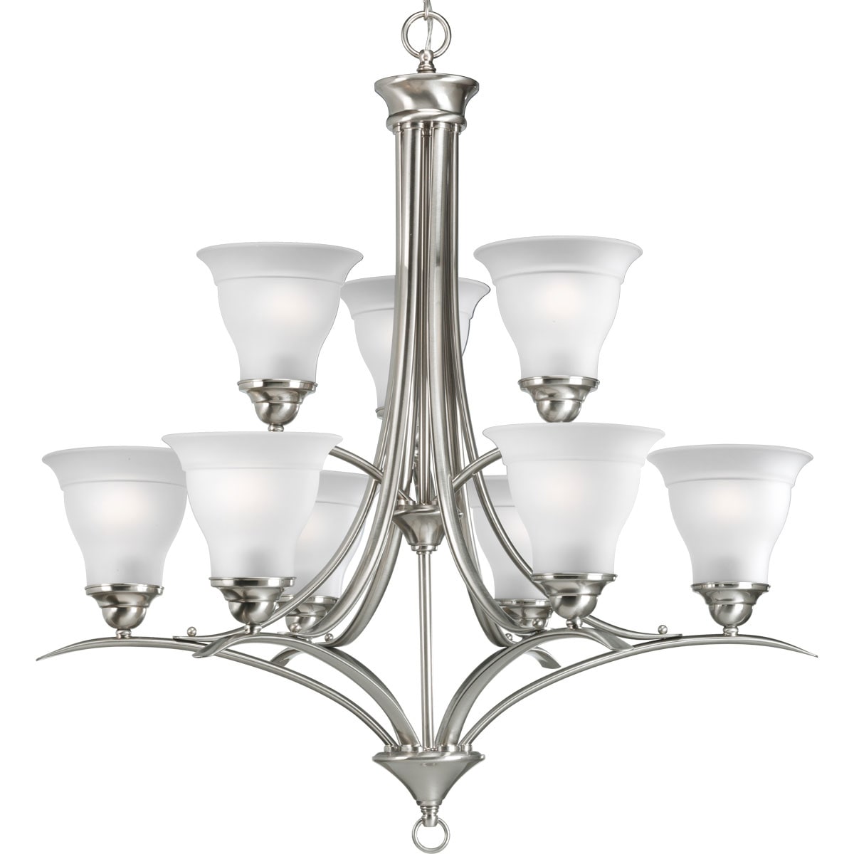 Progress Lighting Trinity 9 -Light Brushed Nickel Transitional For Use in Bedrooms, Dining Rooms, Foyers, Kitchens, Living Rooms Chandelier 559185
