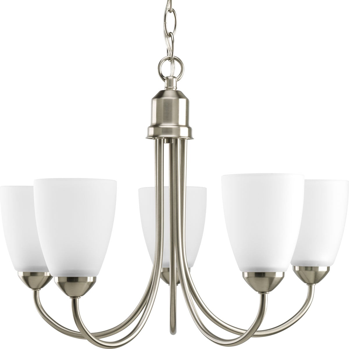 Progress Lighting Gather 5 -Light Brushed Nickel Traditional For Use in Bedrooms, Dining Rooms, Foyers, Kitchens, Living Rooms Chandelier 558752