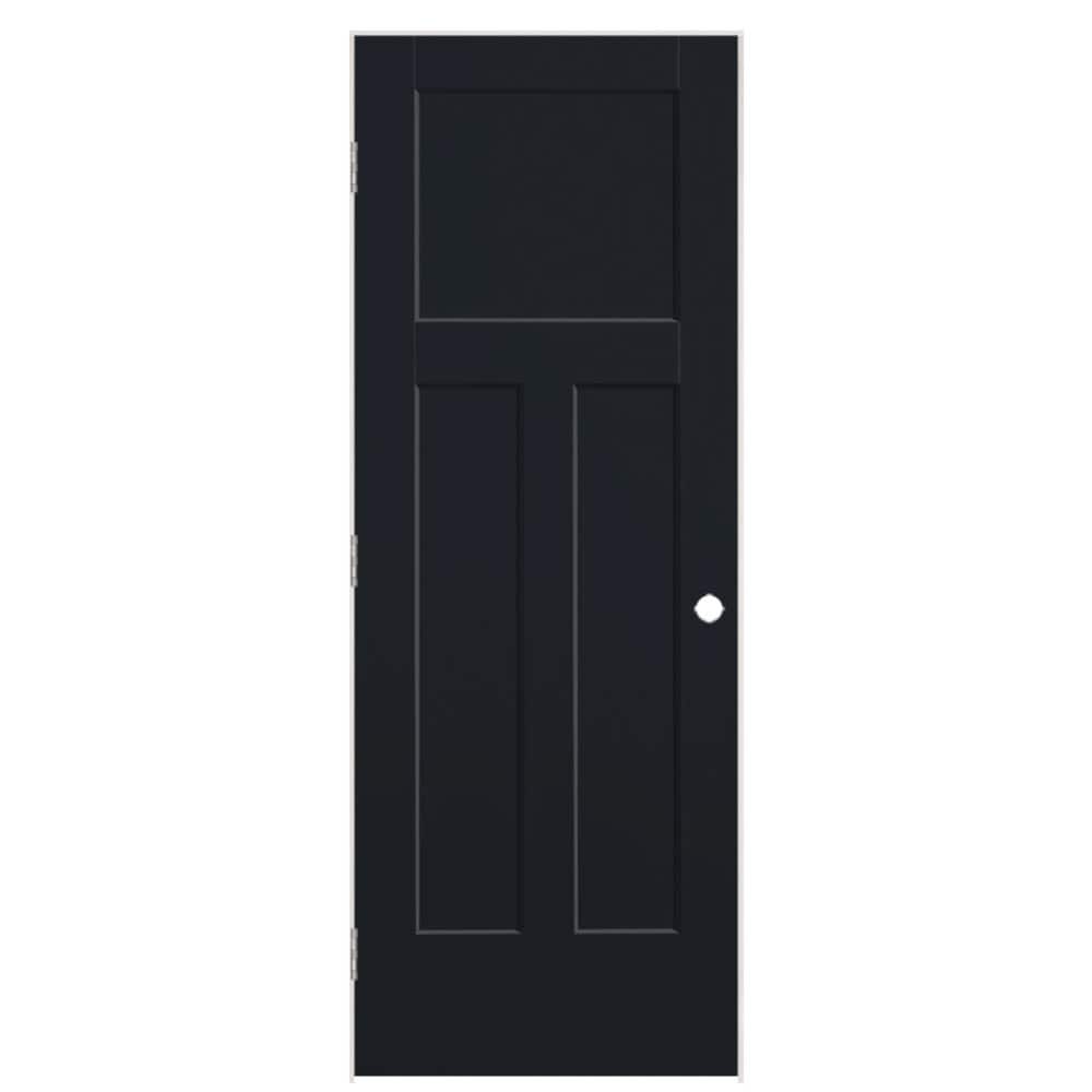 Masonite 32-in x 80-in Midnight Solid core 3-panel craftsman Right hand Smooth Prefinished Molded composite Flat Jamb Single Prehung Interior Door