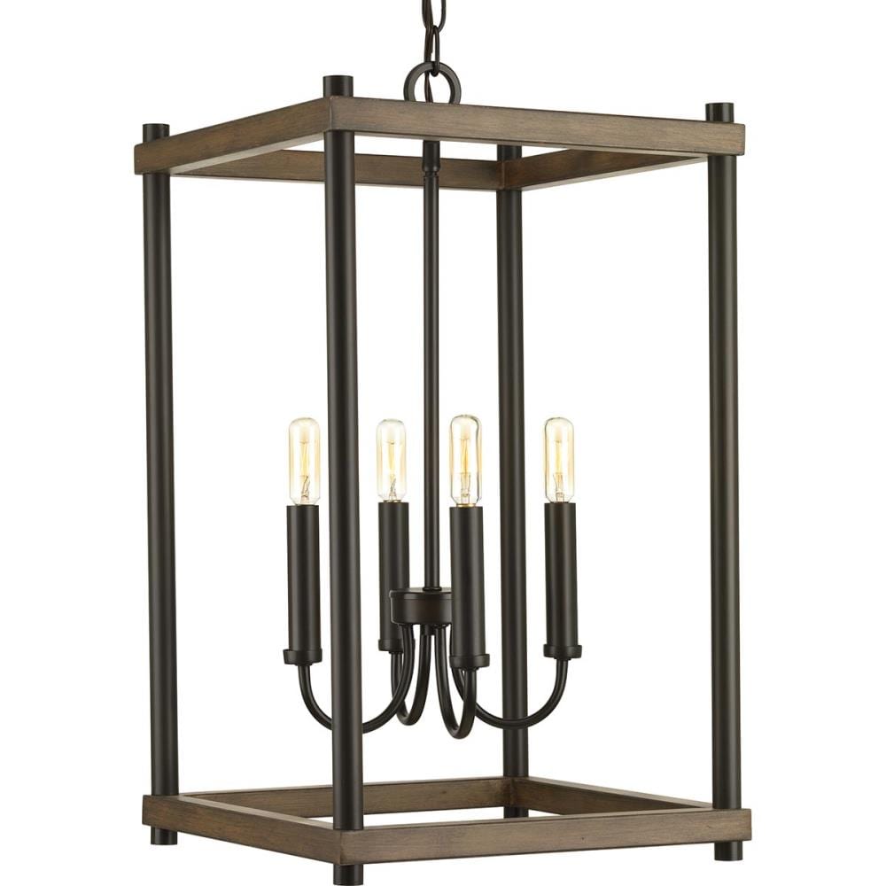 Progress Lighting Fontayne 4 -Light Antique Bronze Industrial Square Medium Hanging Pendant light 1007427