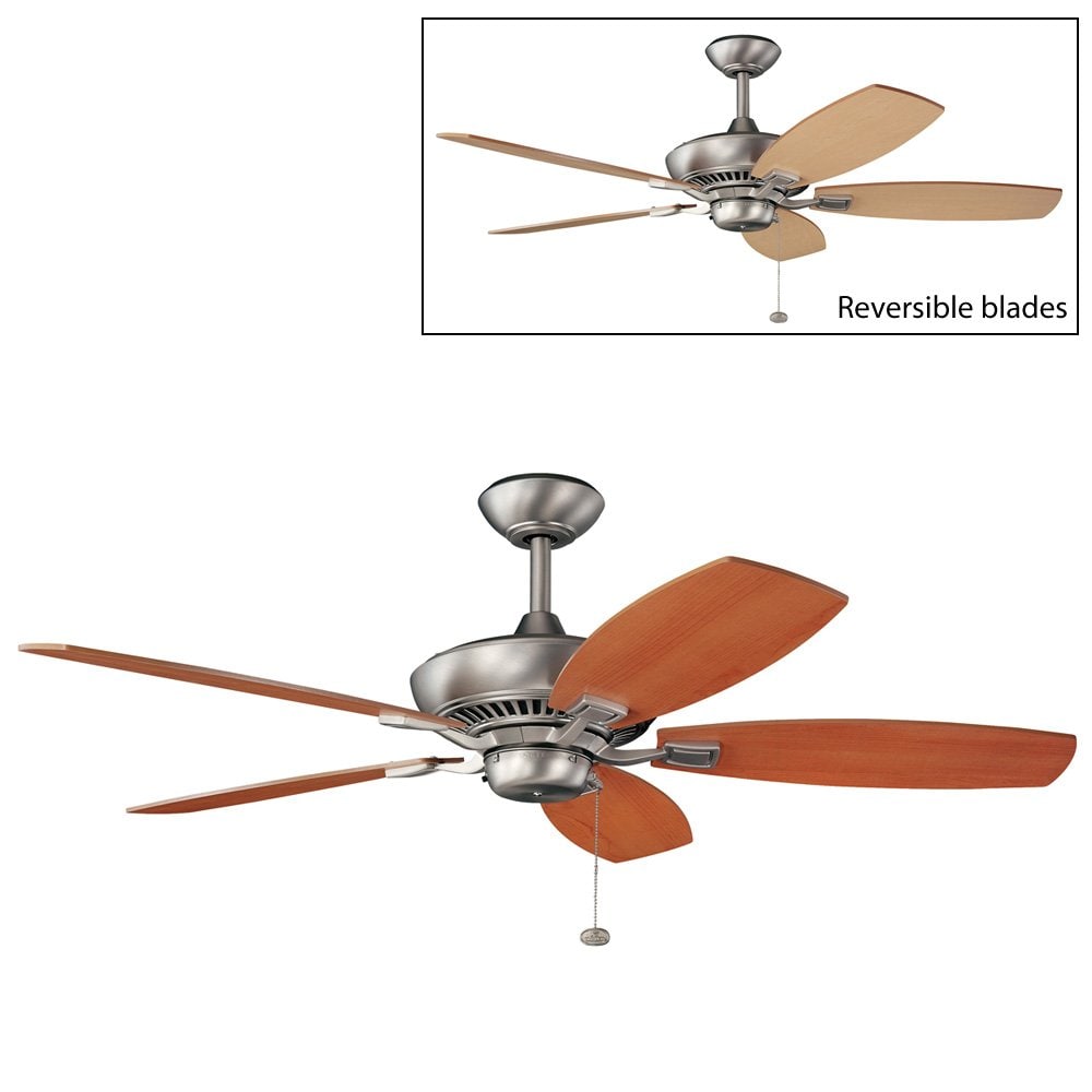 Kichler Canfield 52-in Brushed Nickel with Maple/Marive Cherry Blades Ceiling Fan Light Kit Compatible ( 5 -Blade ) 1254109
