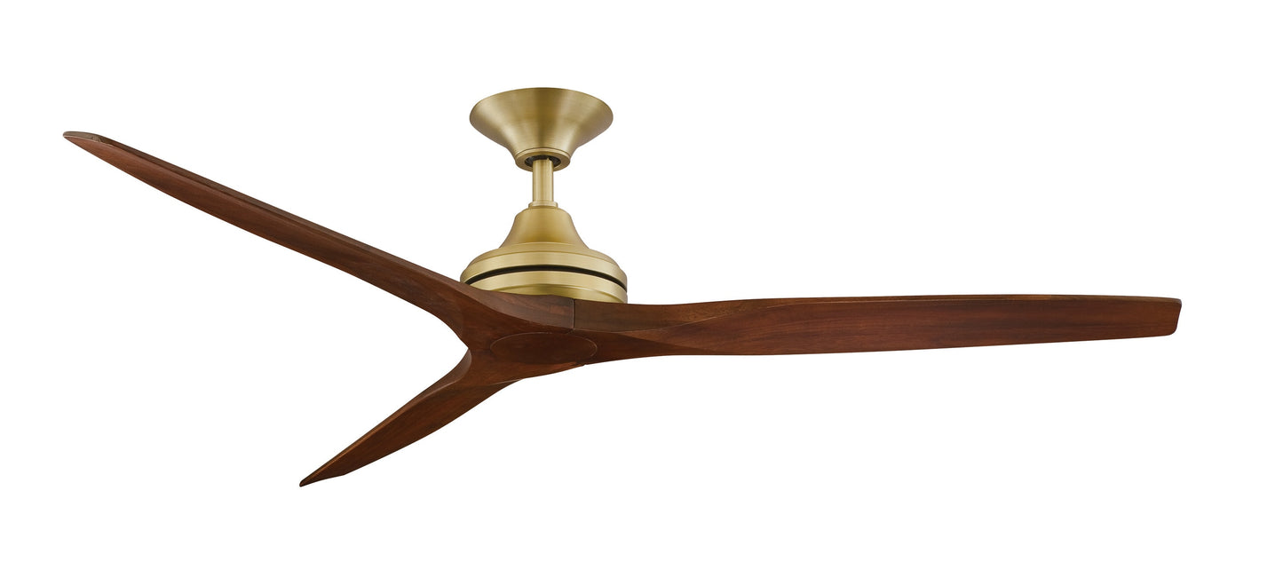 Fanimation Spitfire 60-in Outdoor Brushed Satin Brass with Whiskey Wood Blades Propeller Ceiling Fan Light Kit Compatible - Remote Included ( 3 -Blade ) 1448758