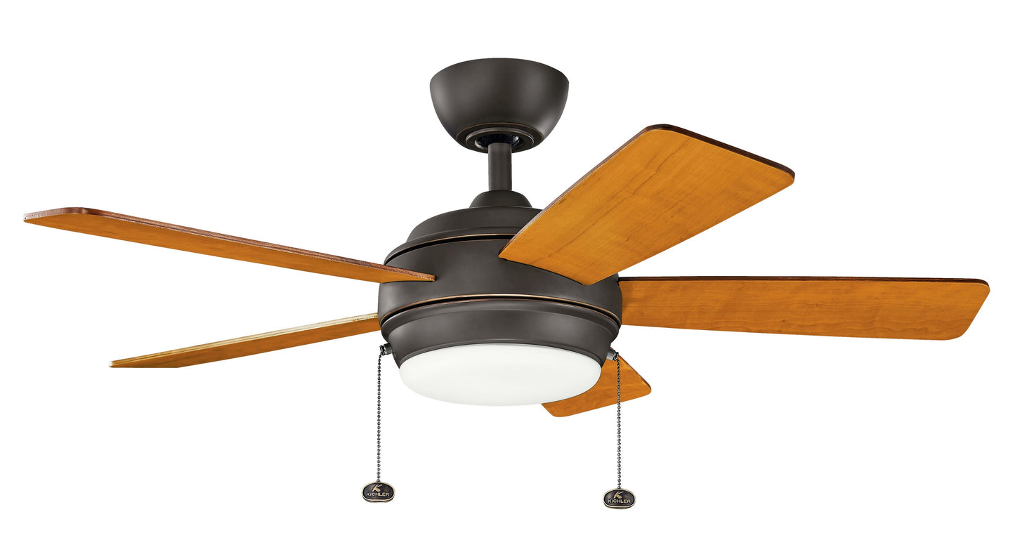 Kichler Starkk 42-in Integrated LED Olde Bronze with Walnut/Cherry Blades Ceiling Fan With Light ( 5 -Blade ) 1694933