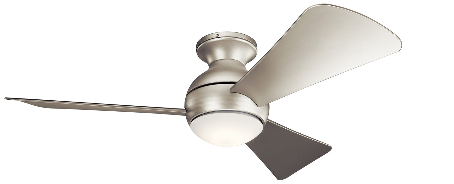 Kichler Sola 44-in Integrated LED Outdoor Downrod or Flush Mount Brushed Nickel with Silver Blades Ceiling Fan With Light ( 3 -Blade ) 1694980