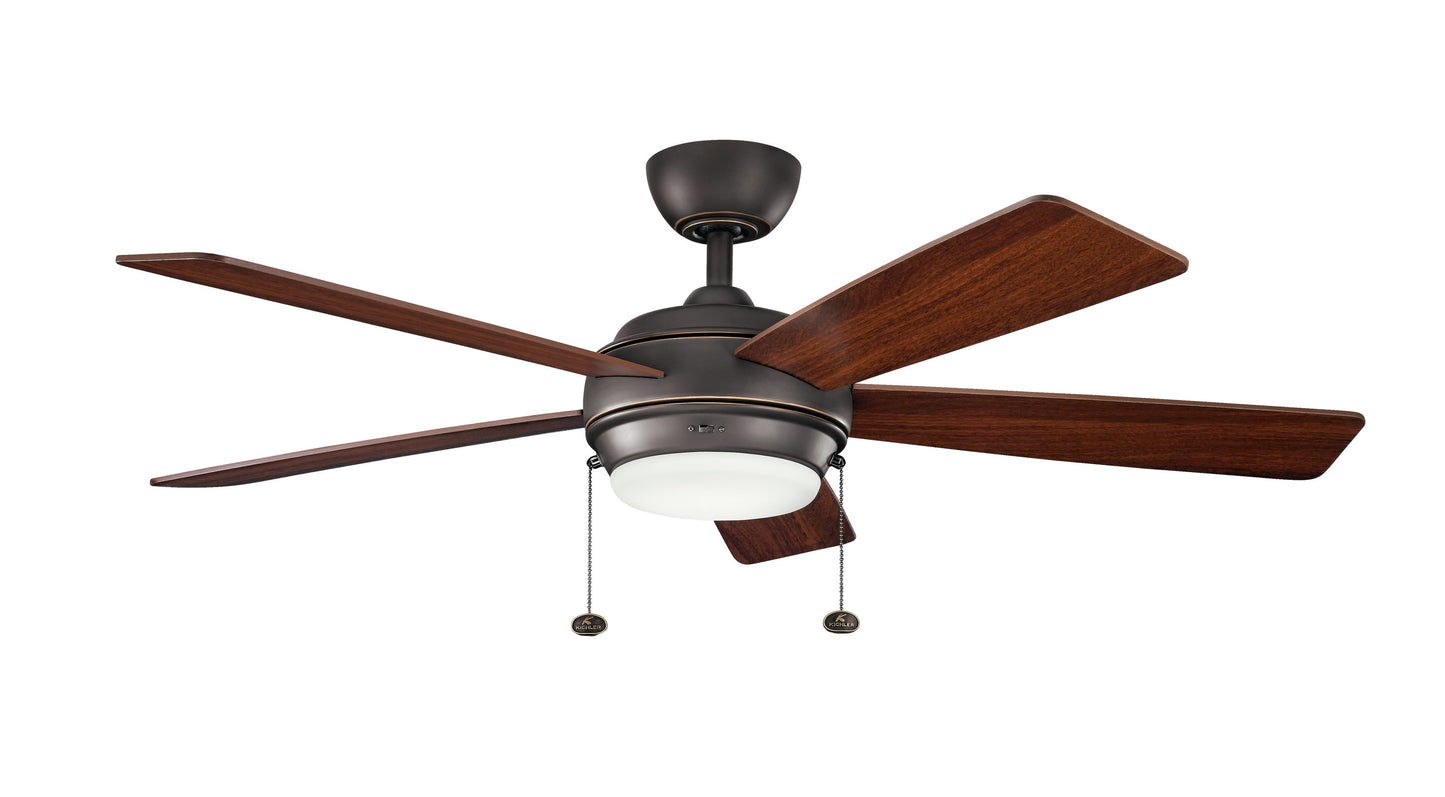Kichler Starkk 52-in Integrated LED Olde Bronze with Walnut/Cherry Blades Ceiling Fan With Light ( 5 -Blade ) 1694930