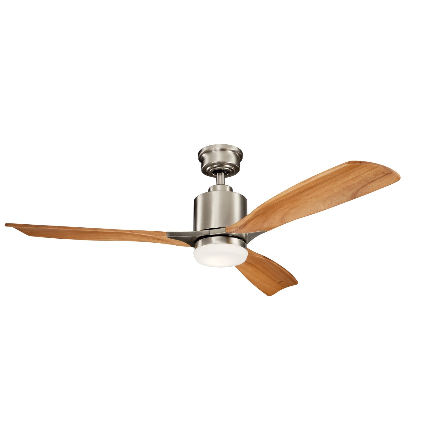Kichler Ridley II 52-in Integrated LED Brushed Stainless Steel with Medium Oak Blades Ceiling Fan With Light ( 3 -Blade ) 1695003