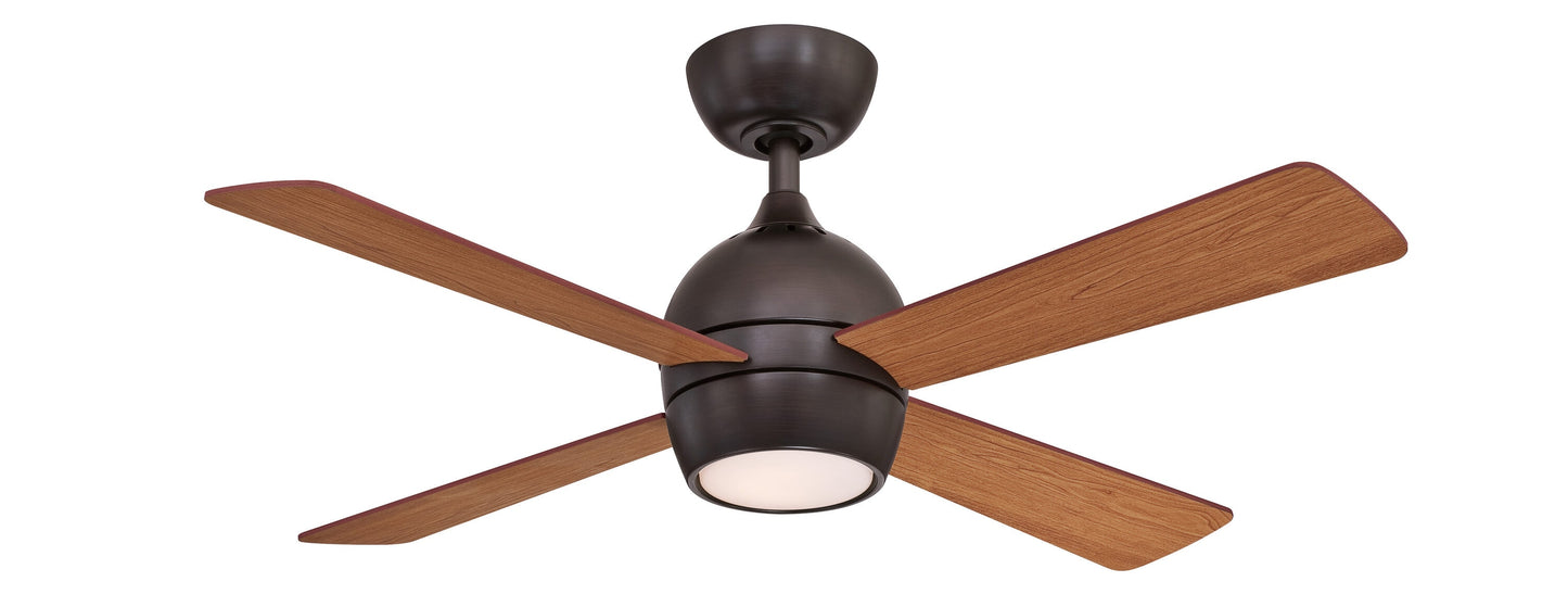 Fanimation Kwad 44-in Integrated LED Dark Bronze with Dark Walnut/Cherry Blades Ceiling Fan With Light - Remote Included ( 4 -Blade ) 2411258