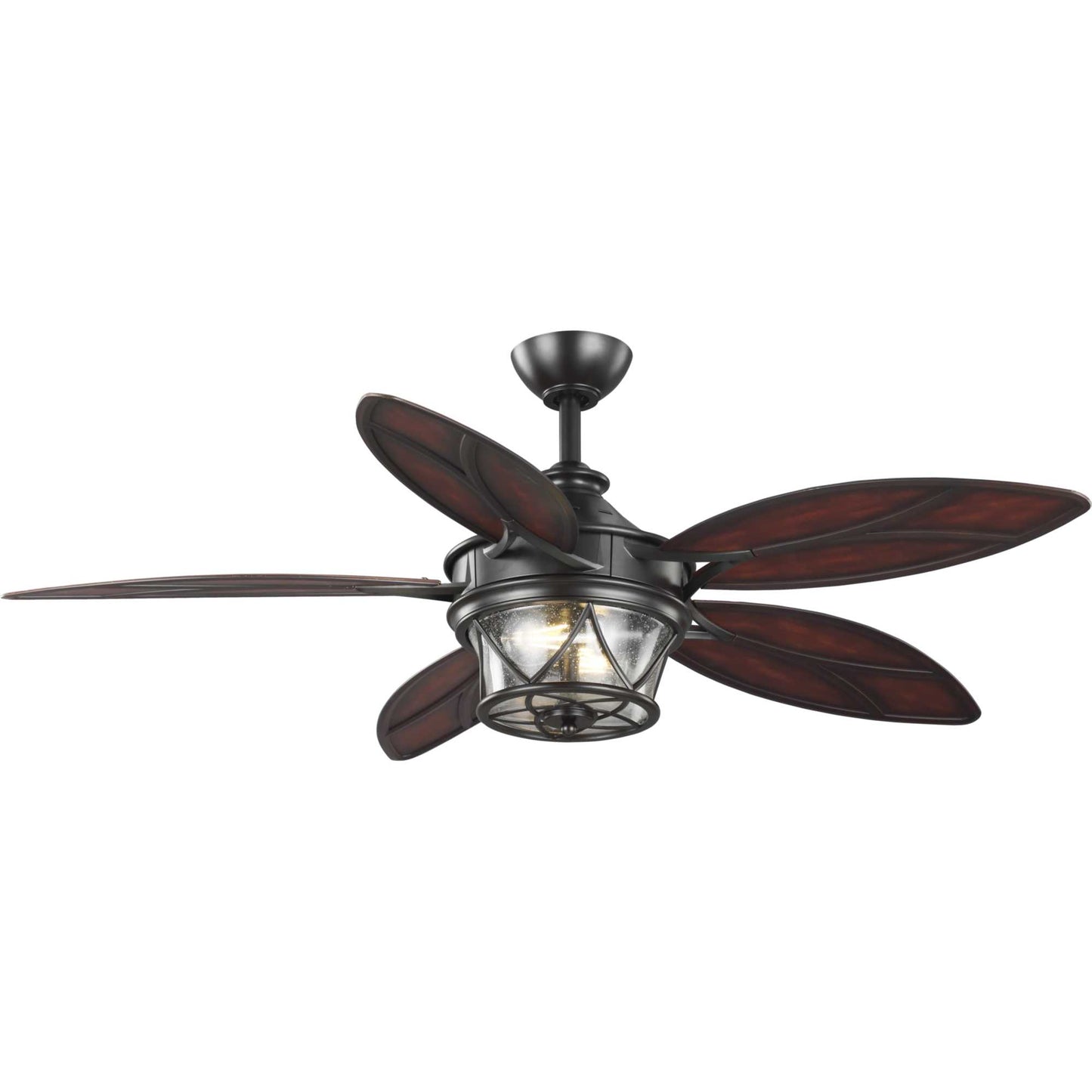 Progress Lighting Alfresco 54-in Outdoor Architectural Bronze with Aged Bamboo Blades Ceiling Fan With Light - Remote Included ( 5 -Blade ) 2467266
