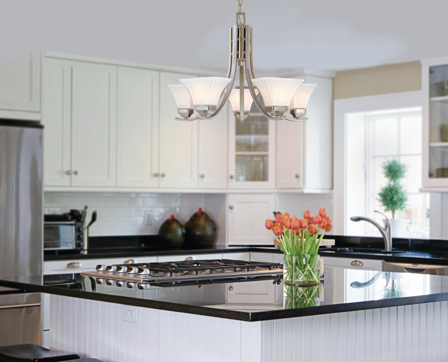 Minka Lavery Agilis 5 -Light Brushed Nickel Modern/contemporary For Use in Bedrooms, Dining Rooms, Foyers, Kitchens, Living Rooms Chandelier 1664088