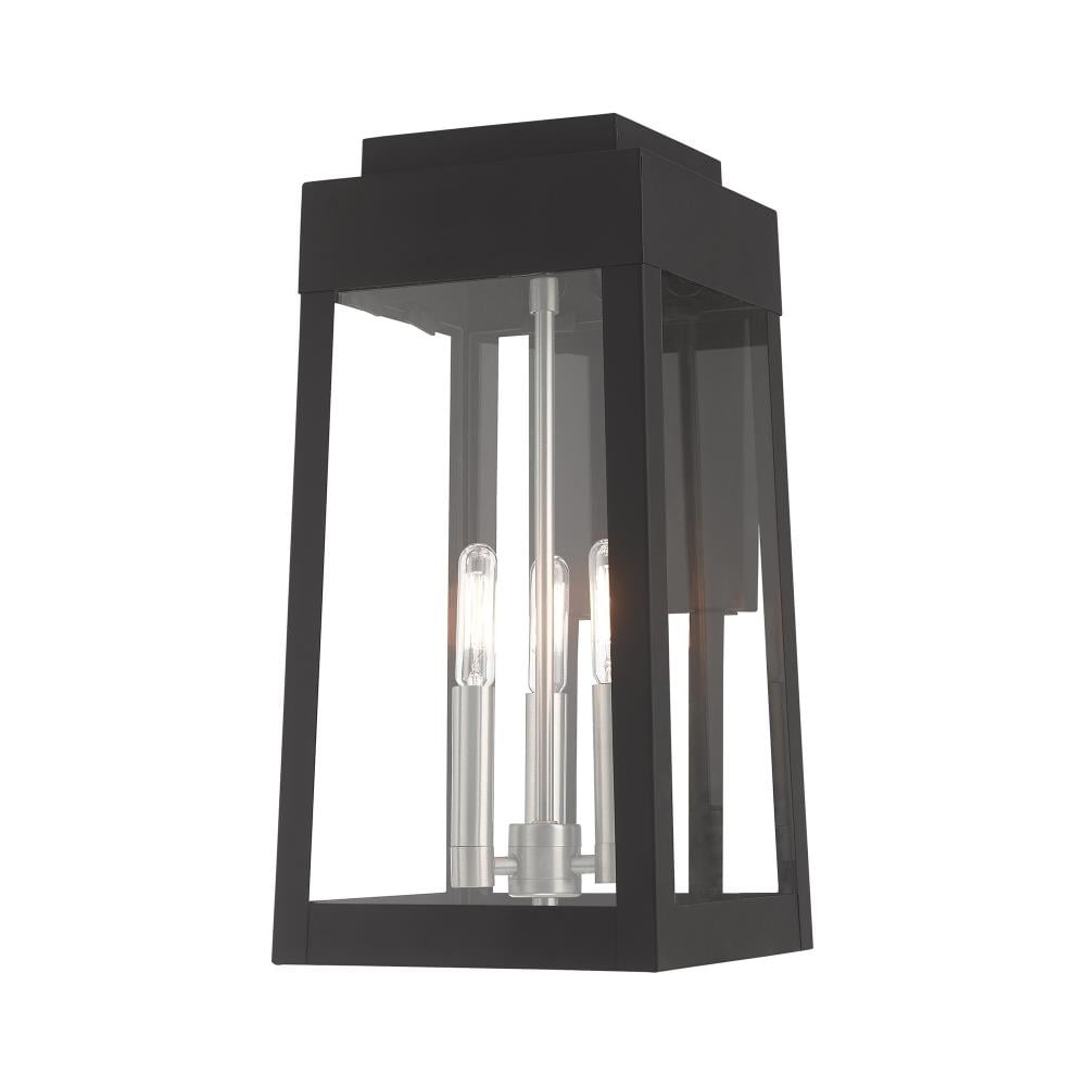 Livex Lighting Oslo 3 -Light 16-in H Matte Black Hardwired Outdoor Wall Light