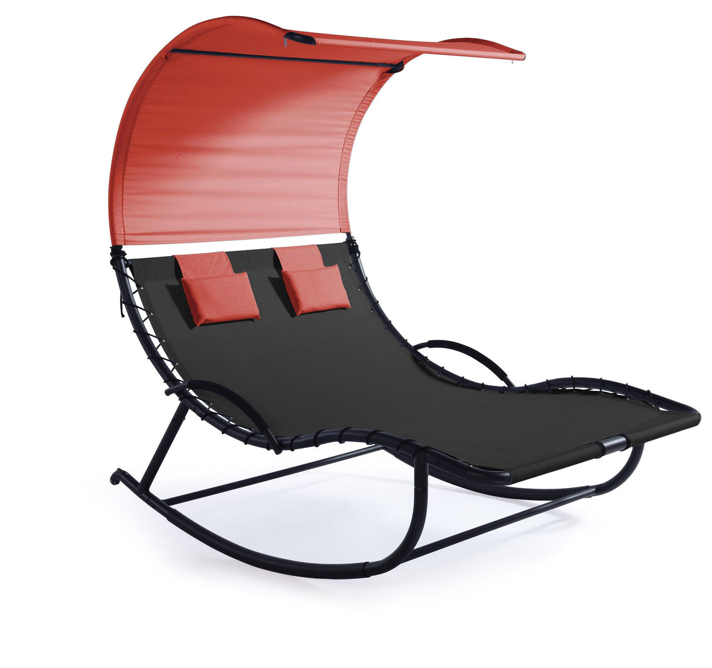 Tybori Kodia Dark gray Steel Frame Rocking Chair with Orange Sling Seat