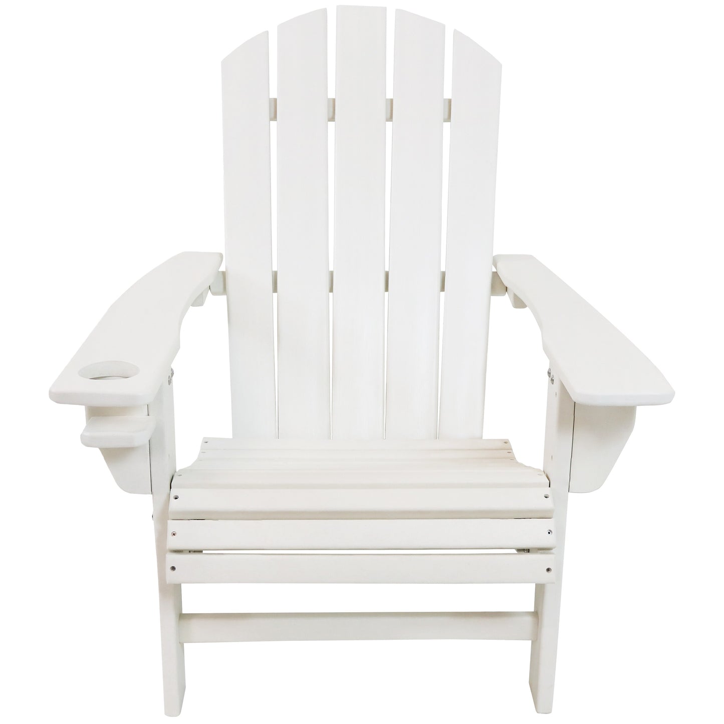 Sunnydaze Decor White Hdpe Frame Stationary Adirondack Chair with Slat Seat
