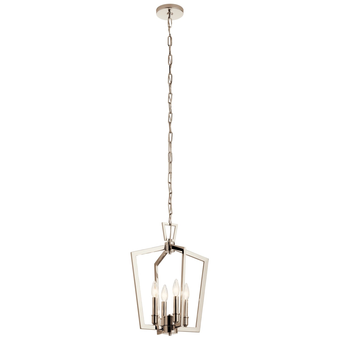 Kichler Abbotswell 4 -Light Polished Nickel Traditional Lantern Medium Hanging Pendant light 2854273