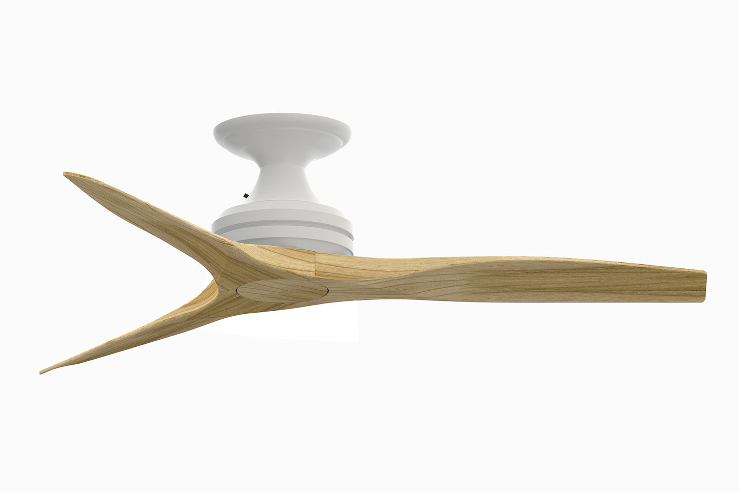 Fanimation Spitfire 48-in Outdoor Flush Mount Matte White with Natural Blades Propeller Ceiling Fan Light Kit Compatible - Remote Included ( 3 -Blade ) 3073248