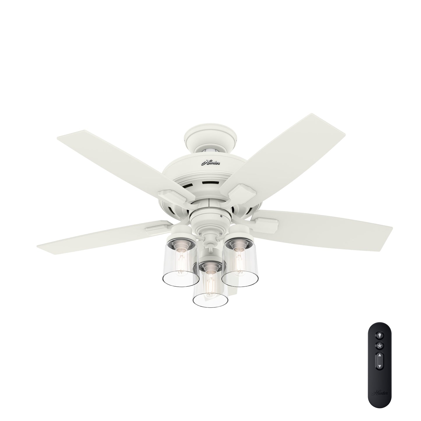 Hunter Bennett 44-in Matte White with Matte White Blades Ceiling Fan With Light - Remote Included ( 5 -Blade ) 2988651