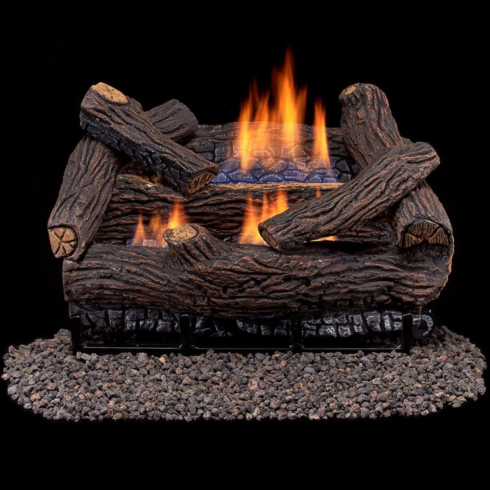 Duluth Forge 18-in 30000-BTU Dual Fuel Dual-Burner Vent-free Gas Fireplace Logs with Thermostat and Remote DLS-18R-2