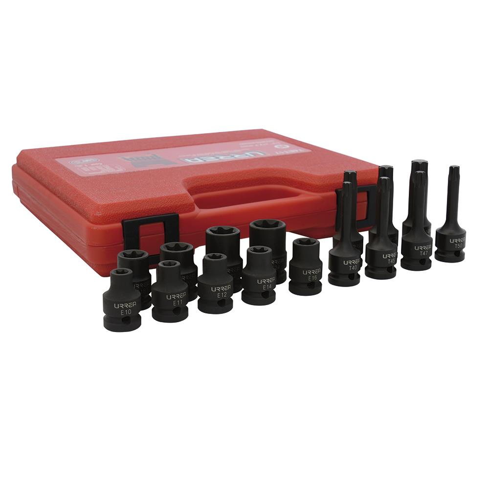 URREA 16-Piece Standard (SAE) 1/2-in Drive Set Spline Impact Socket Set 74ET17
