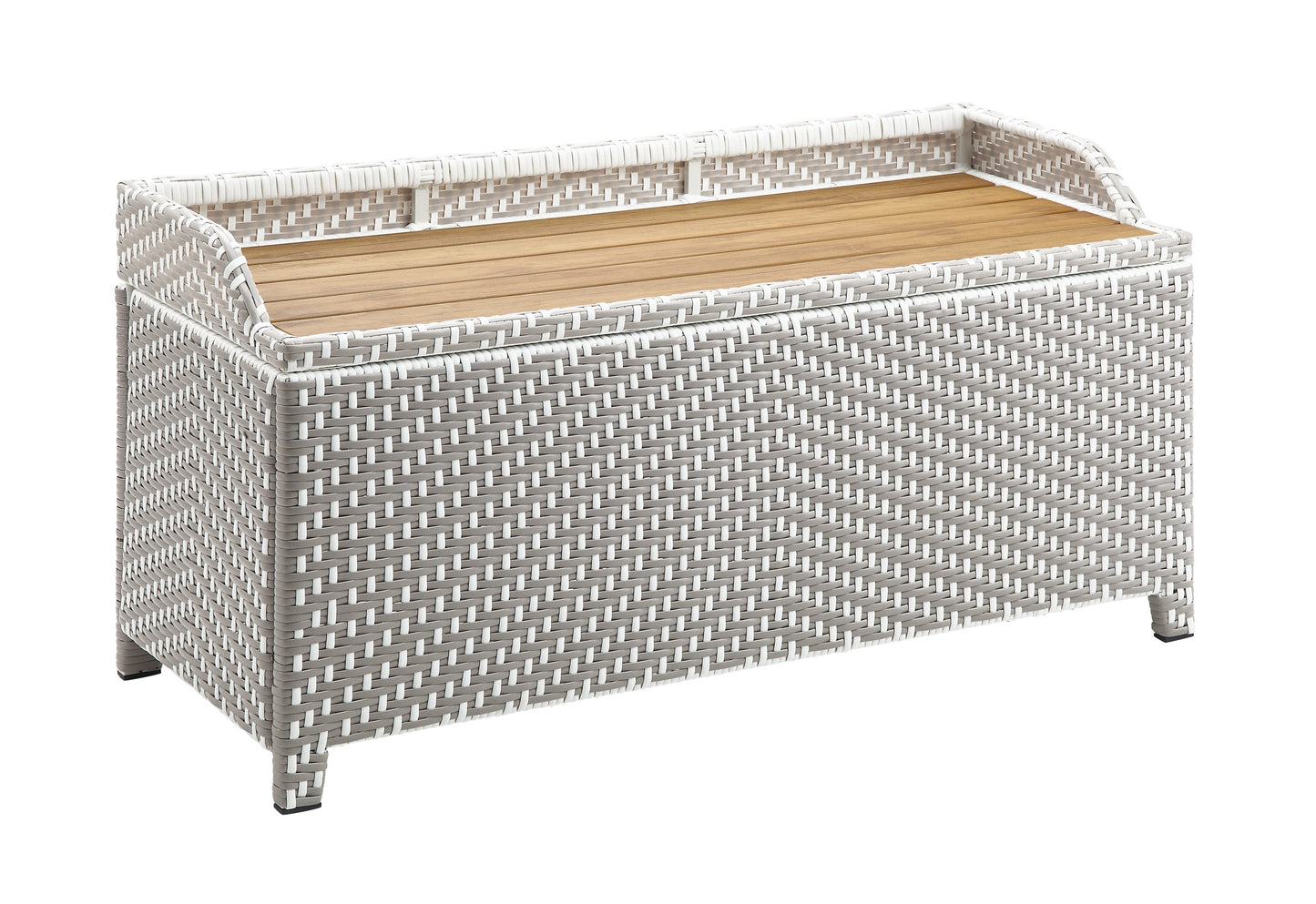 Furniture of America 41-in W x 20.88-in H Gray and White Wicker Aluminum Storage Bench