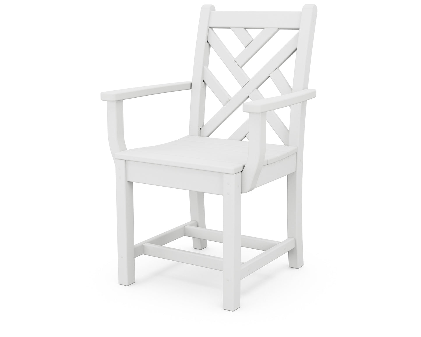 POLYWOOD Chippendale White HDPE Frame Stationary Dining Chair with Slat Seat