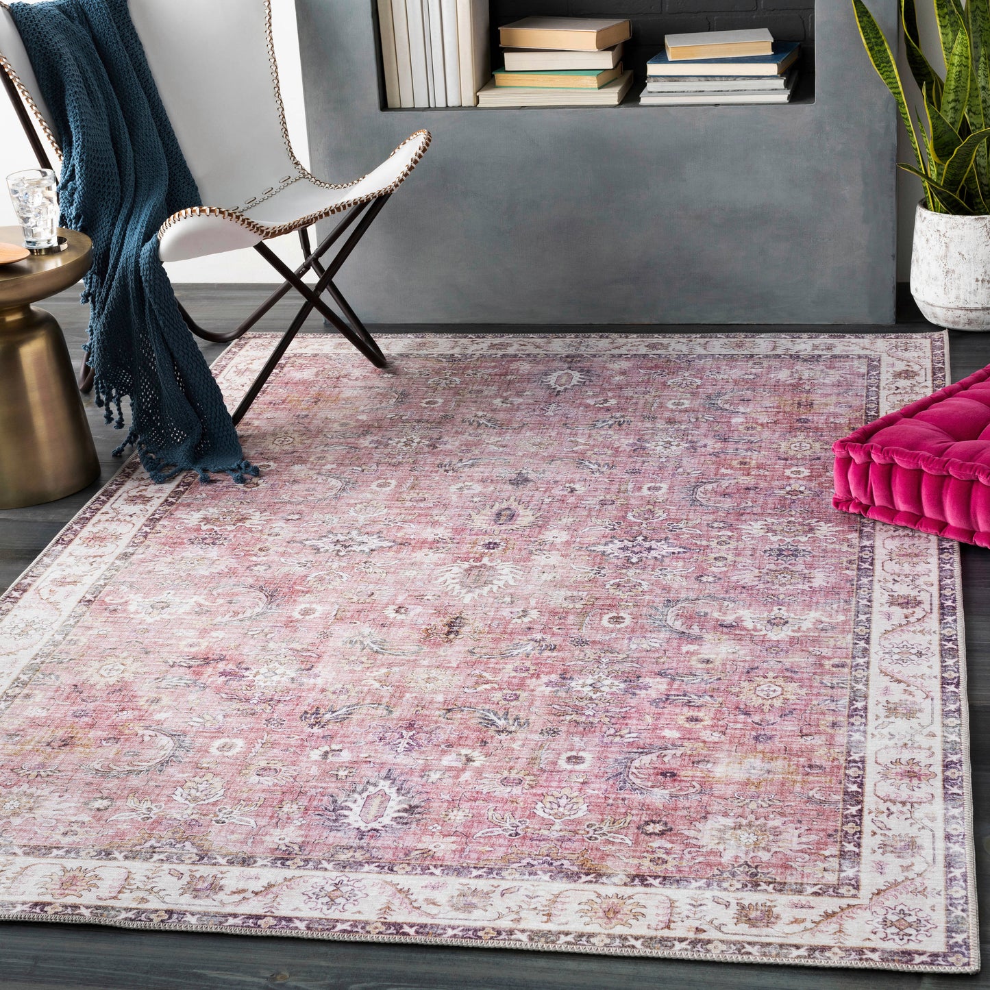 Livabliss Iris 9 x 12 (ft) Loomed Garnet Rectangular Indoor Distressed/Overdyed Vintage Pet Friendly Area rug