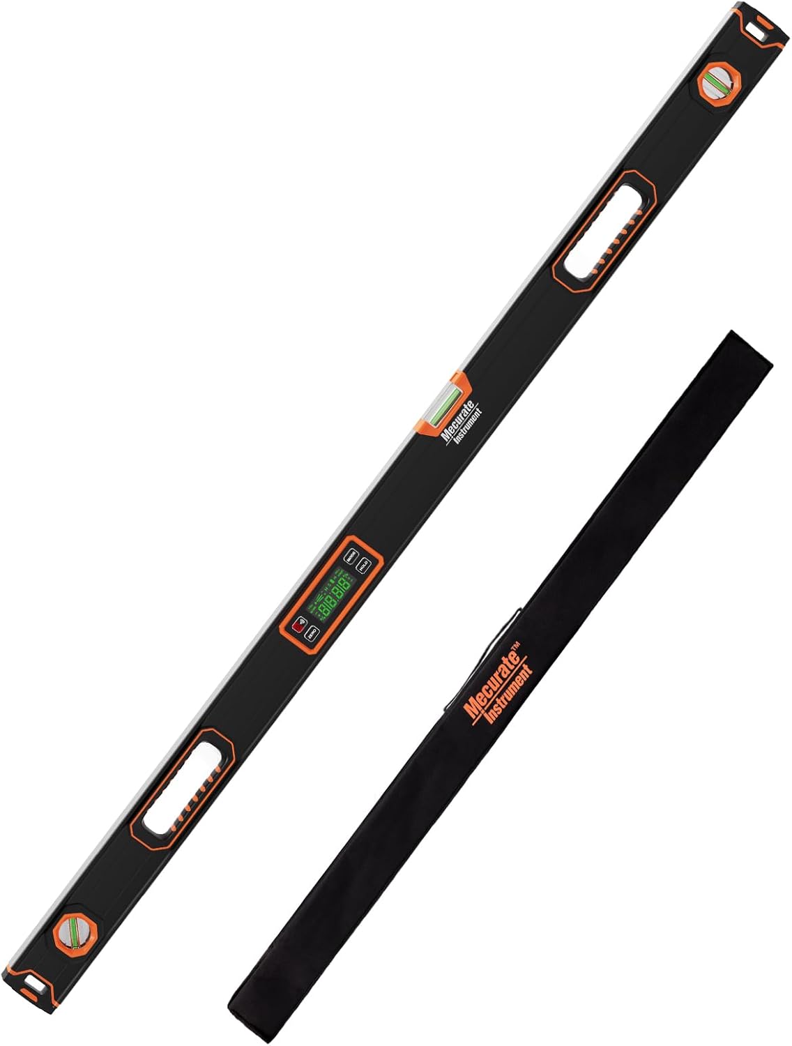 Mecurate 48-Inch Digital Level, Professional Smart Precision Torpedo Level Tool, Bright LCD Display, Audible Alerts, Magnetic Bottom, Dust Water Resistant, with Carrying Case