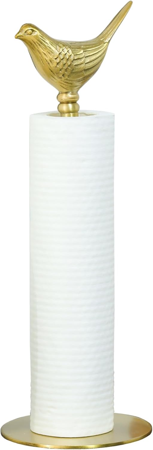 Luxurious Gold Paper Towel Holder Countertop,Brass Paper Towel Holder for Kitchen, Unique Gold Bird Decor - Sturdy, Durable, and Elegant Home Decor for Kitchen