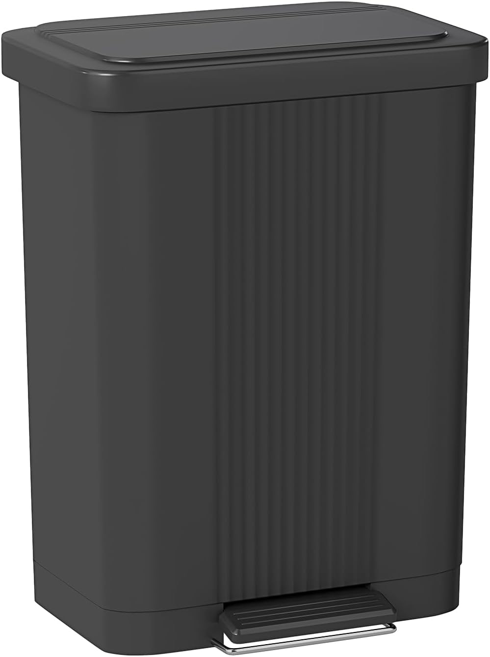 FDW Step-On Trash Can with Lid 13 Gallon 50 Liter Capacity for Kitchen Garbage Can Silent Slow Descent Lid with Foot Pedal and Shockproof Design for Home Living Room Bedroom Office Use