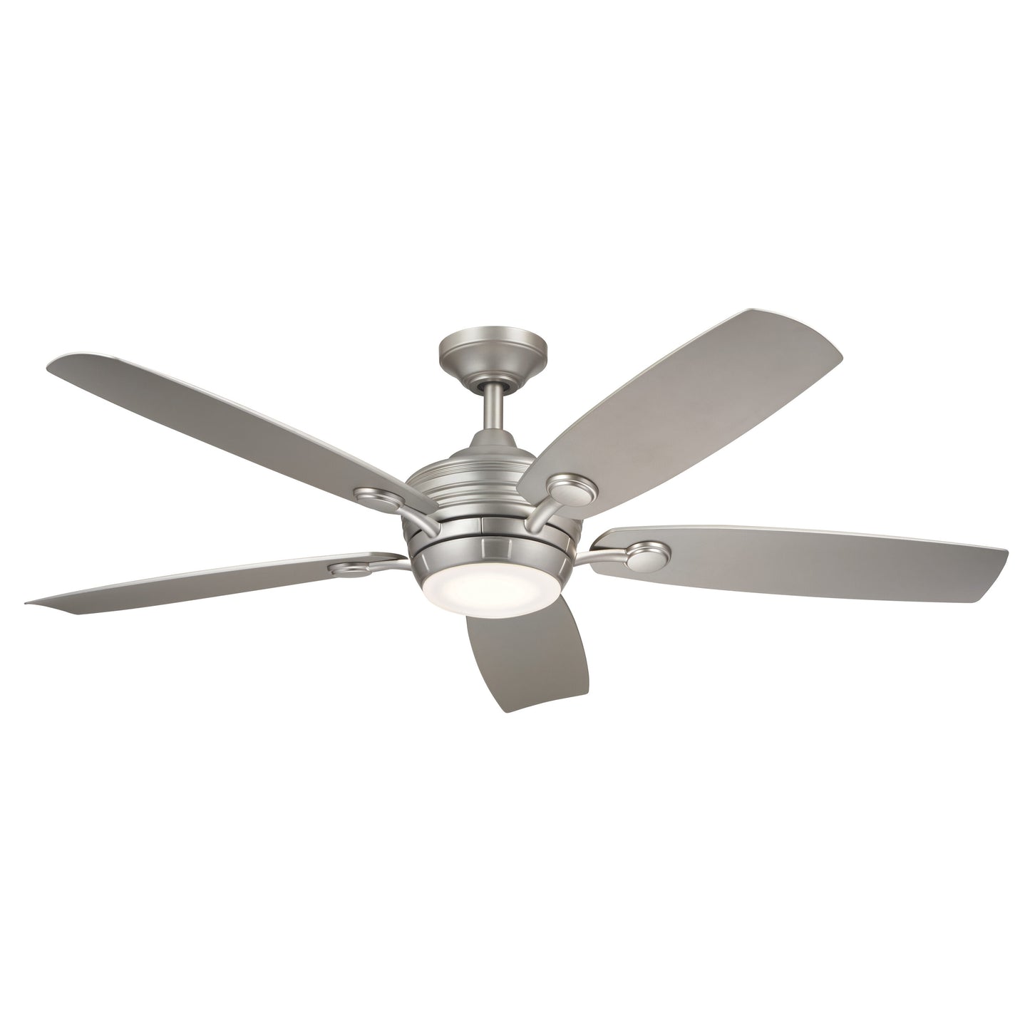 Kichler Tranquil 56-in Integrated LED Outdoor Brushed Nickel with Silver Blades Ceiling Fan With Light - Remote Included ( 5 -Blade ) 5265299