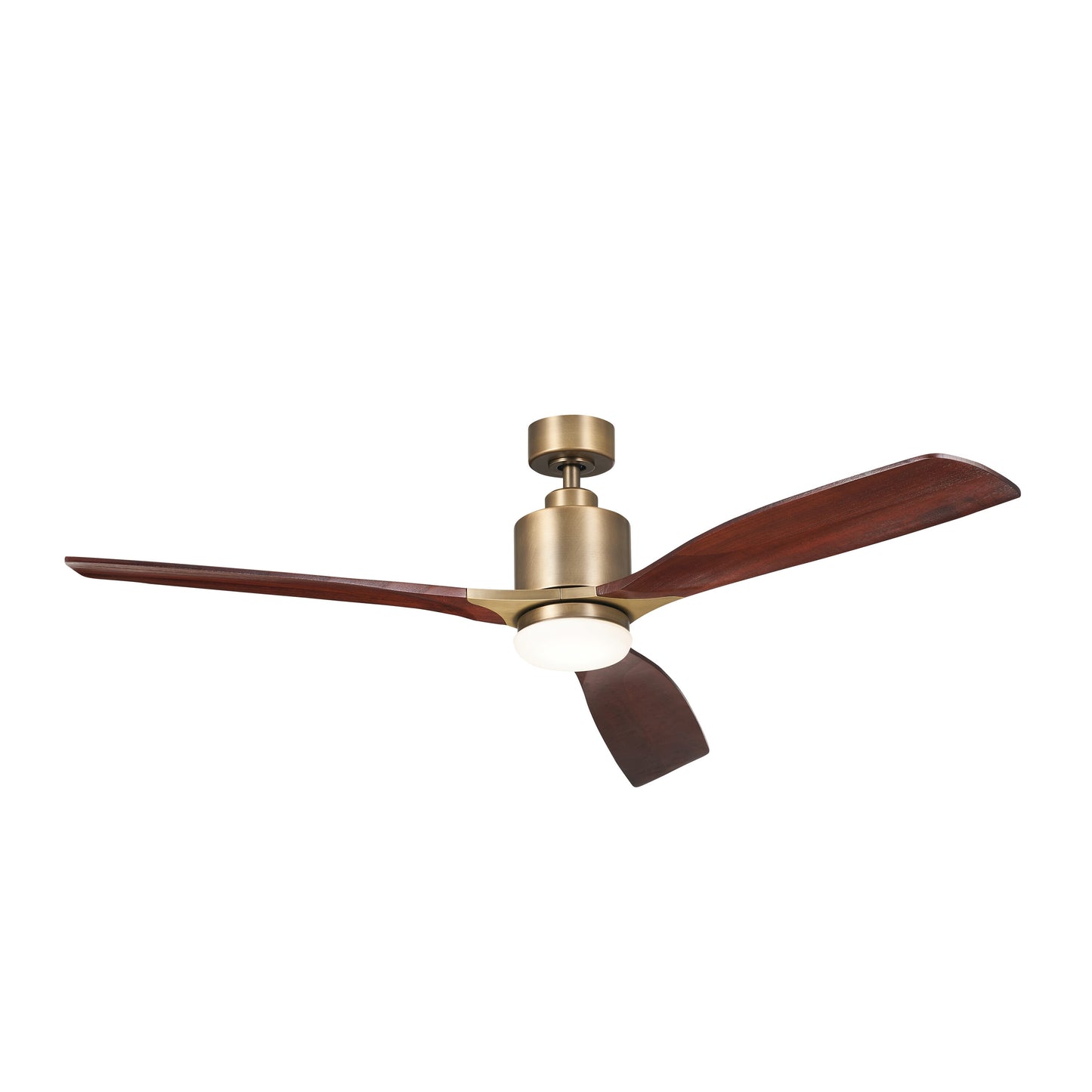 Kichler Ridley 60-in Integrated LED Natural Brass with Weathered White Walnut Blades Ceiling Fan With Light ( 3 -Blade ) 5302508