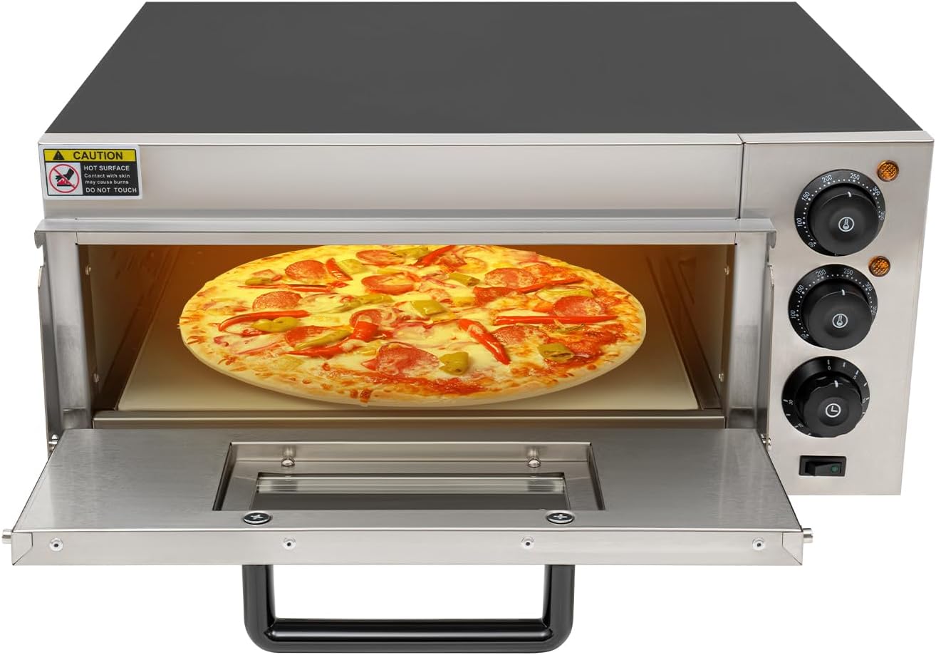 Electric Countertop Pizza Oven 1800W Pizza Maker Machine for Home Stainless Steel Electric Pizza Oven with Pizza Stone Indoor Pizza Maker for Restaurant