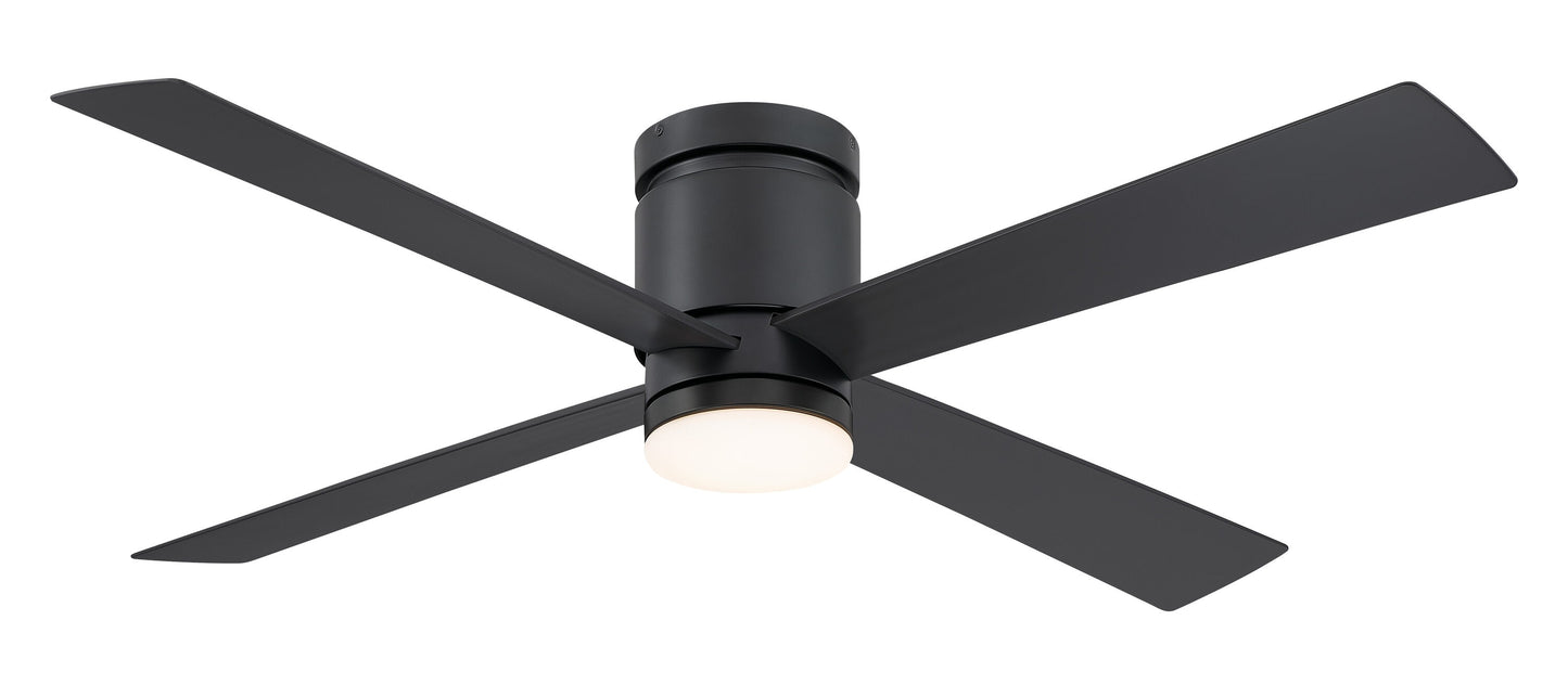 Fanimation Kwartet 52-in Color-Changing Integrated LED Outdoor Flush Mount Black with Black Blades Ceiling Fan With Light - Remote Included ( 4 -Blade ) 5326455