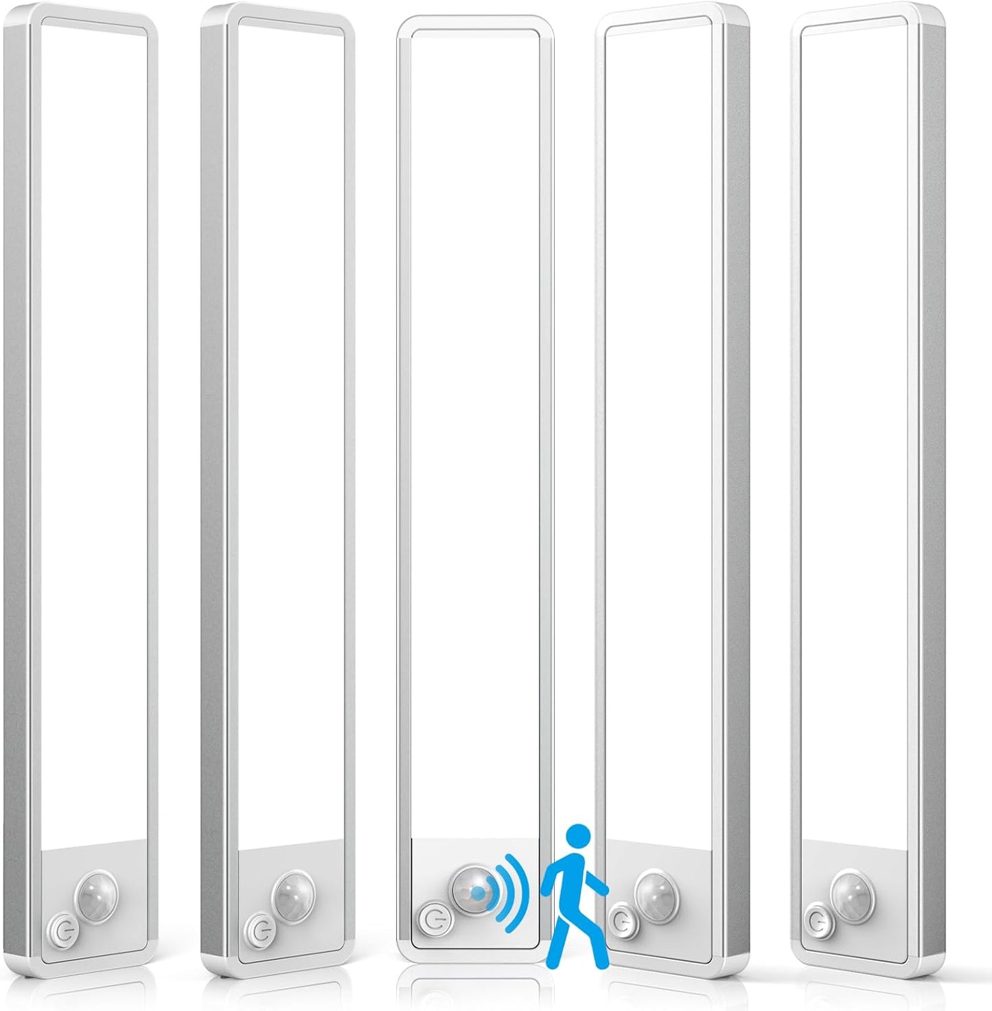 5 Pack Under Cabinet Lighting Wireless 2200maAh Rechargeable LED Motion Sensor Magnetic Light Indoor Closet Lights for Kitchen, Stairs Cool White