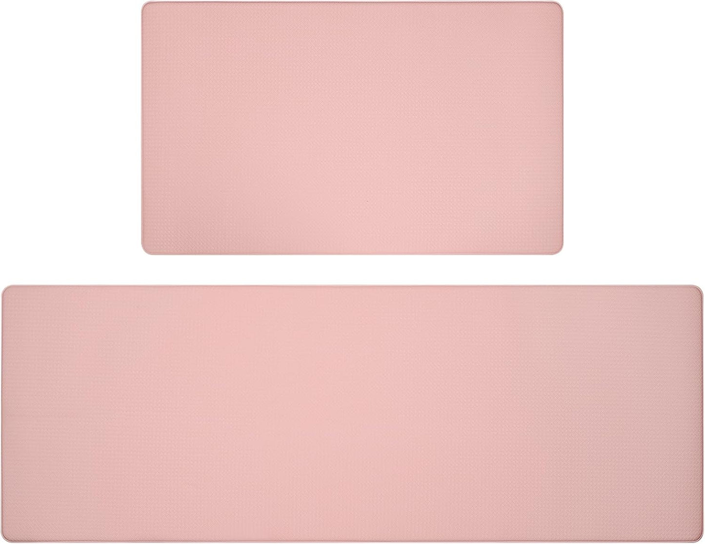 Lyeasw Pink Kitchen Mats 2 Pcs, Non-Slip Kitchen Rug Waterproof PVC Mat Set, Pink Kitchen Accessories Cushioned Anti Fatigue Kitchen Mats for Floor, Sink, 17"x29"+ 17"x47"