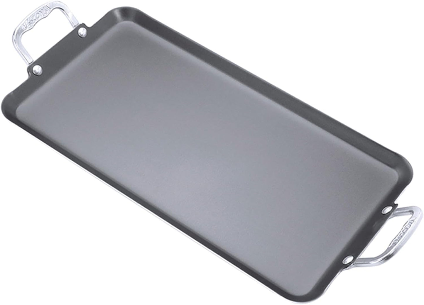 Vasconia Durable Double Burner Griddle (20\u2033 x 11\u2033) 100% Pure Aluminum with Nonstick - NSF Certified - for Frying, Searing, Grilling, Browning, Ideal for Home & Commercial Kitchen - Pack of 1