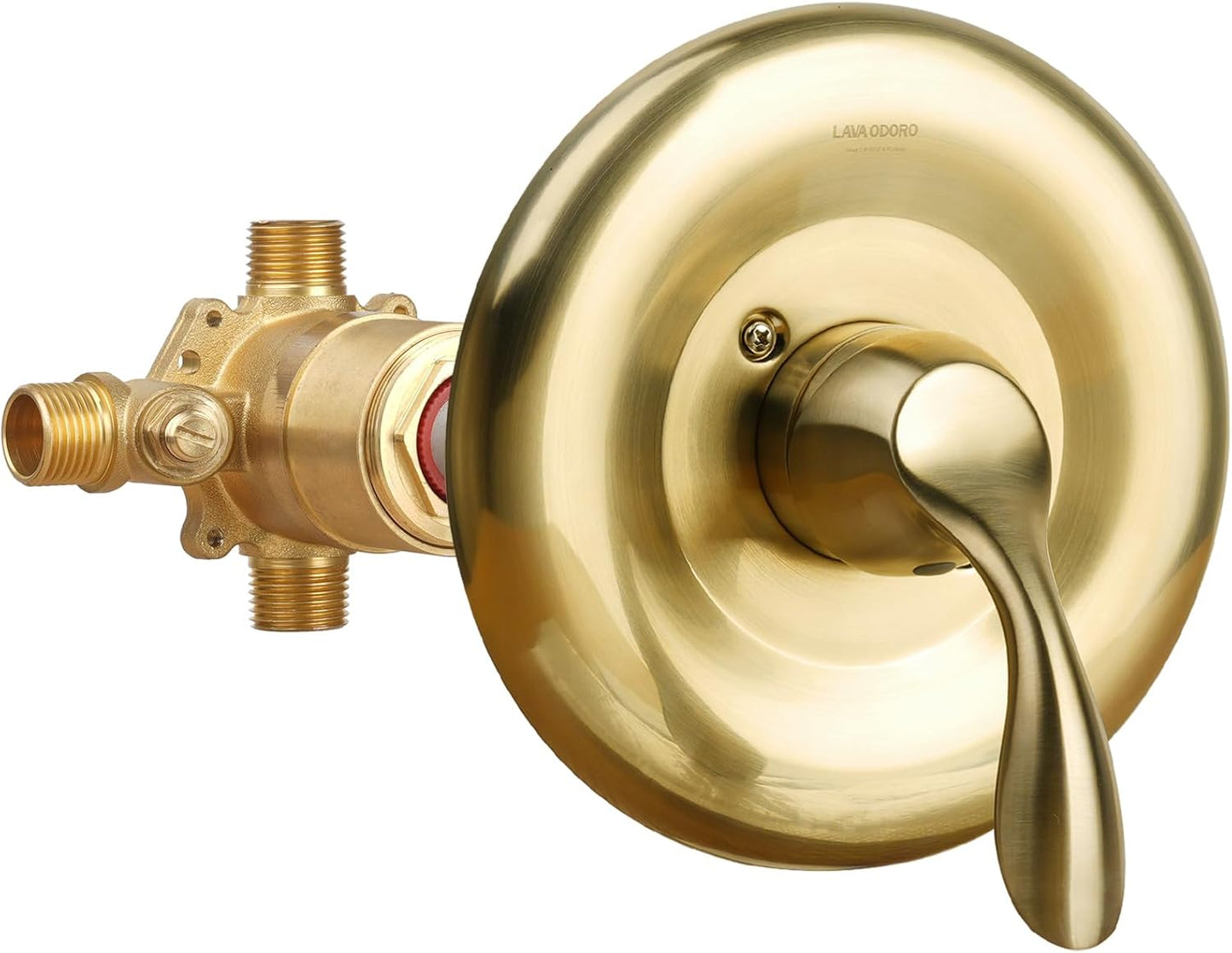 Lava Odoro Pressure Balance Shower Valve with Trim Kit, Brushed Gold Single Handle Valve Trim Kit with Ceramic Cartridge, Soild Brass Universal Valves Body with Temperature Control, SF101-V-SG