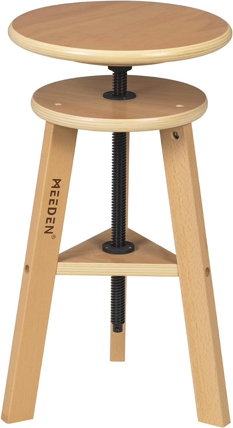 MEEDEN Wooden Drafting Stool with Adjustable Height, Artist Stool,Office Studio Stool, Up to 220 Lbs,German Beech Wood, Perfect for Artists Studio,Home Use,Kitchen,Bars
