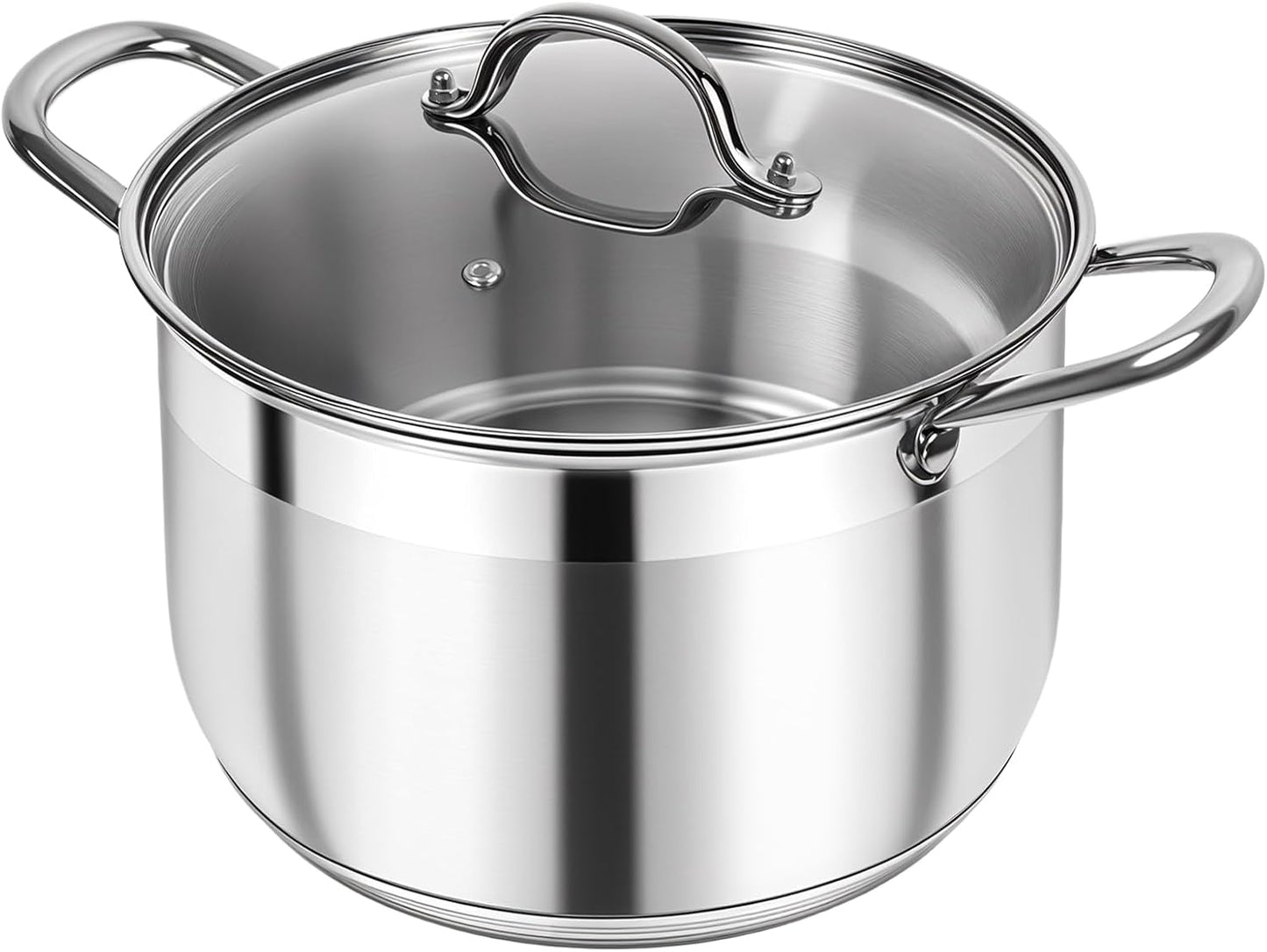Kirecoo Stainless Steel Stock Pot - 12 Quart Heavy Duty Stock Cooking Pot with Visible Lid for Pasta, Soup, Spaghetti, Nonstick Thick Bottom Big Stockpot, Cookware for Canning, Boiling, Simmer