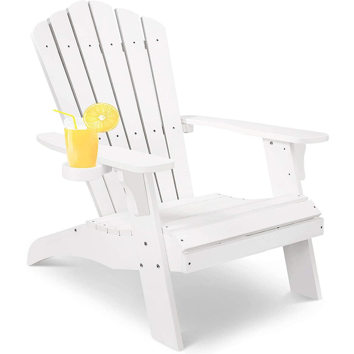Bayfeve Patio Chairs White Poly-lumber Frame Stationary Adirondack Chair with Solid Seat