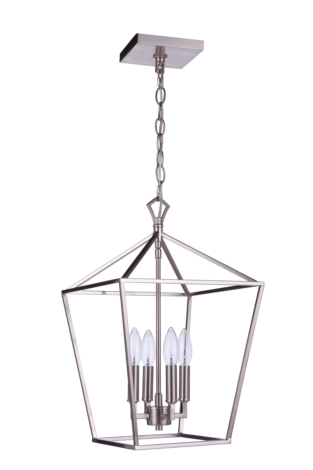 Craftmade Flynt ll 4 -Light Brushed Polished Nickel Traditional Square Medium Hanging Pendant light 4852264