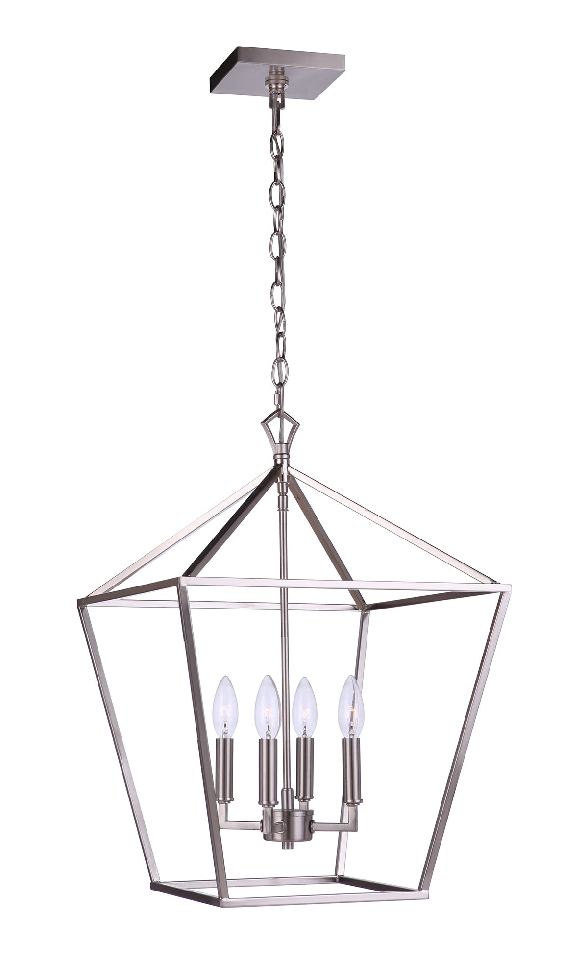 Craftmade Flynt II 4 -Light Brushed Polished Nickel Traditional Square Medium Hanging Pendant light 4852254