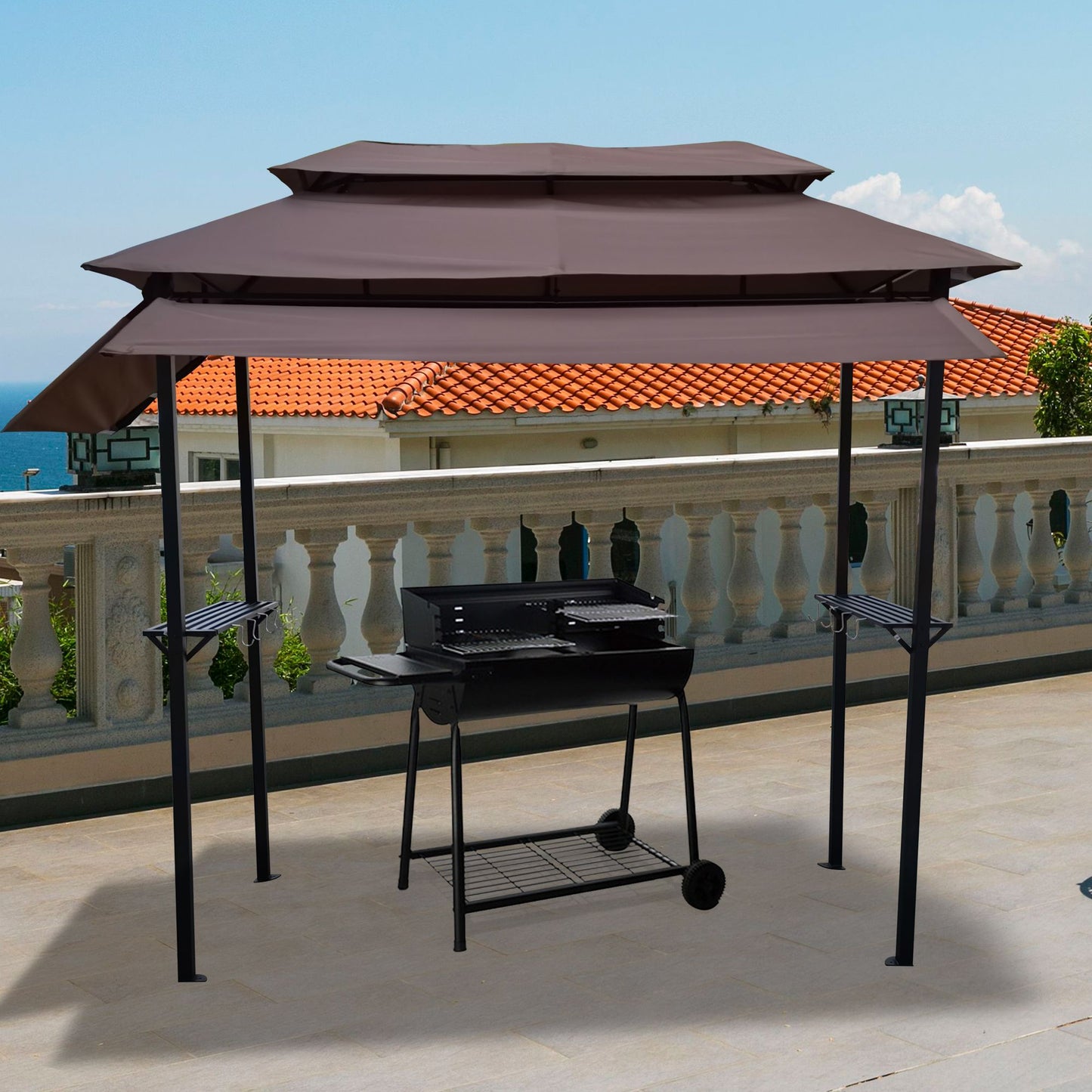 Yiekholo 9.35-ft x 5.41-ft Light Brown Grill Gazebo