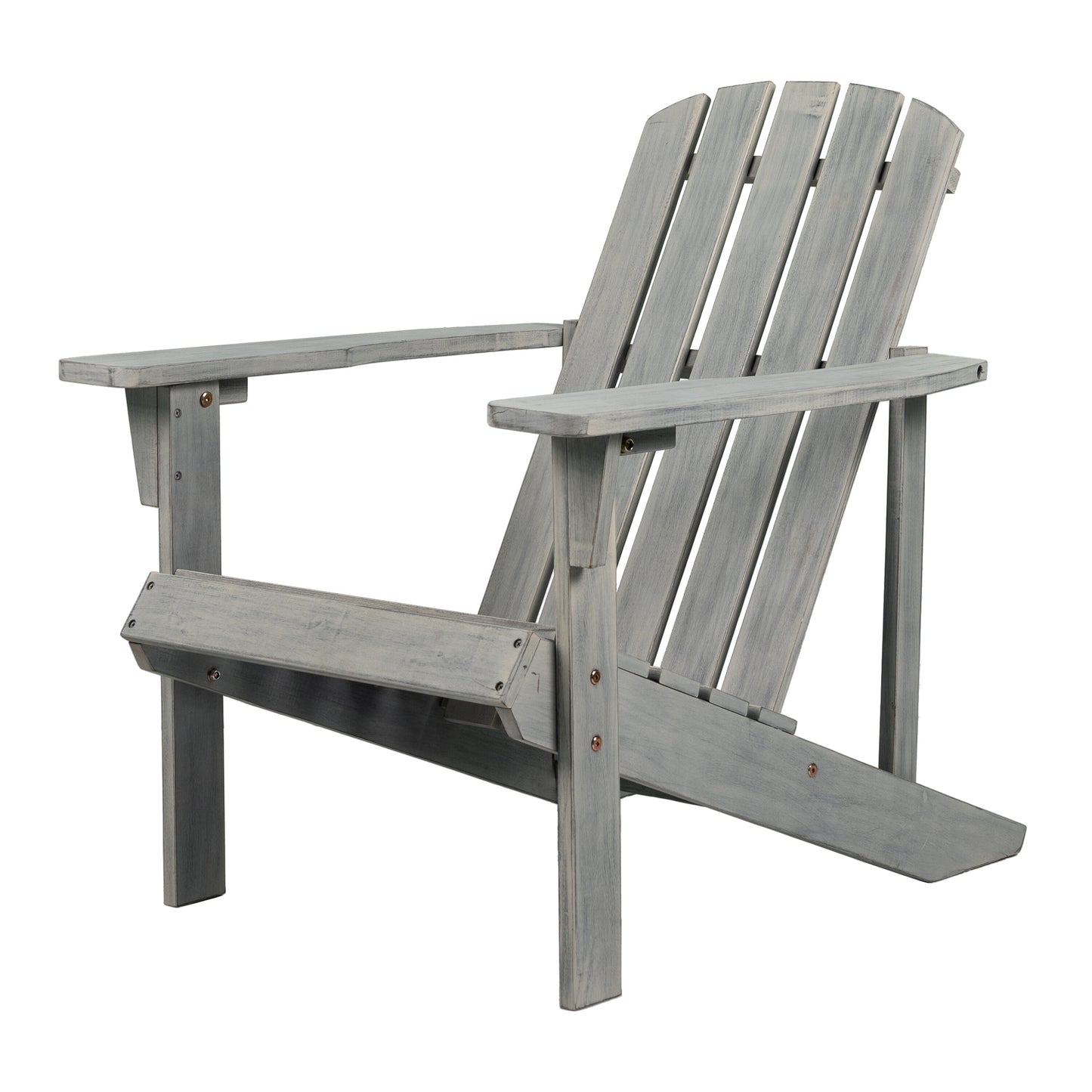 JONATHAN Y Westport Traditional Coastal Gray Wood Frame Stationary Adirondack Chair with Solid Seat