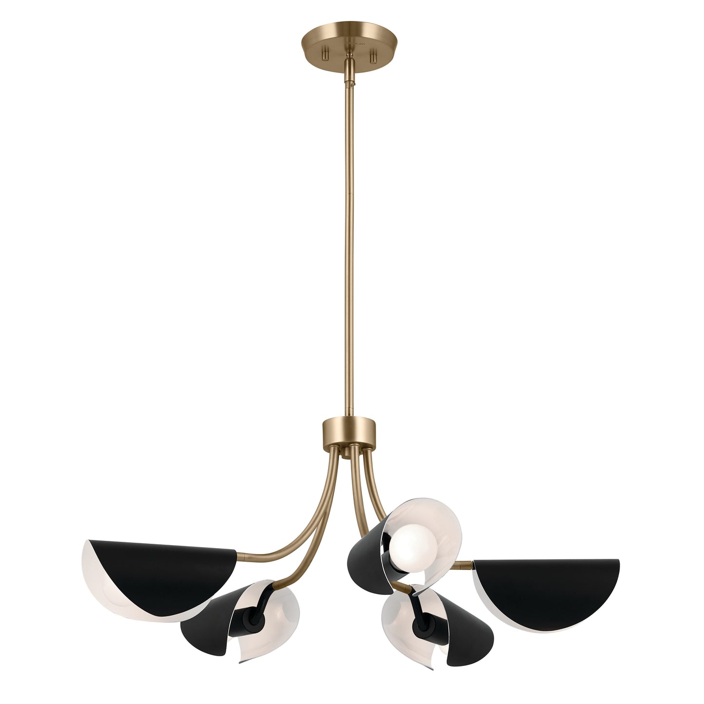 Kichler Arcus 5 -Light Gold Mid-century For Use in Bedrooms, Dining Rooms, Foyers, Kitchens, Living Rooms Chandelier 5384735