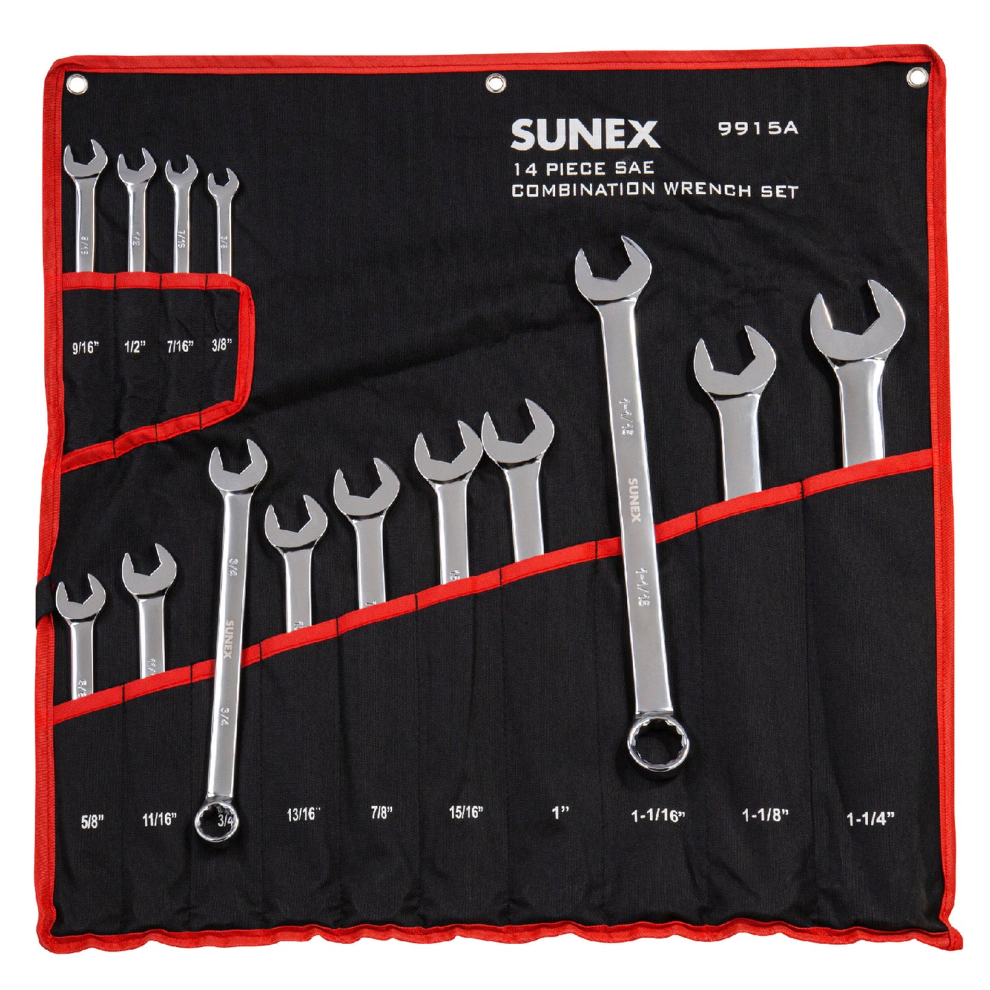SUNEX TOOLS 14-Piece Set (Sae) Standard Combination Wrench Includes Soft Case 9915A
