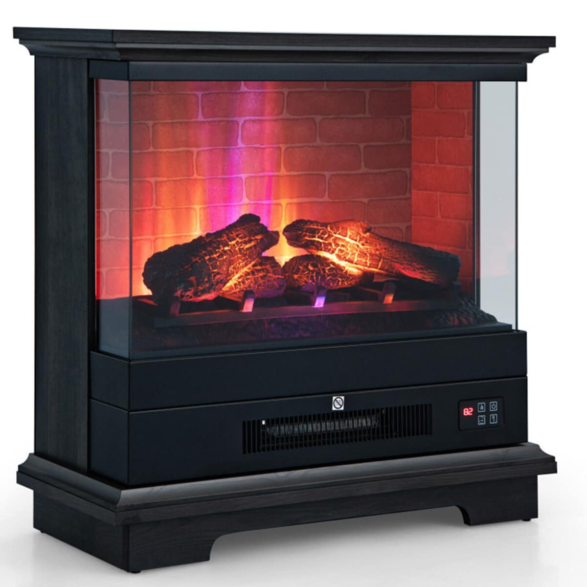 Clihome 27-in W Black TV Stand with Fan-forced Electric Fireplace CL-DKUS-10179