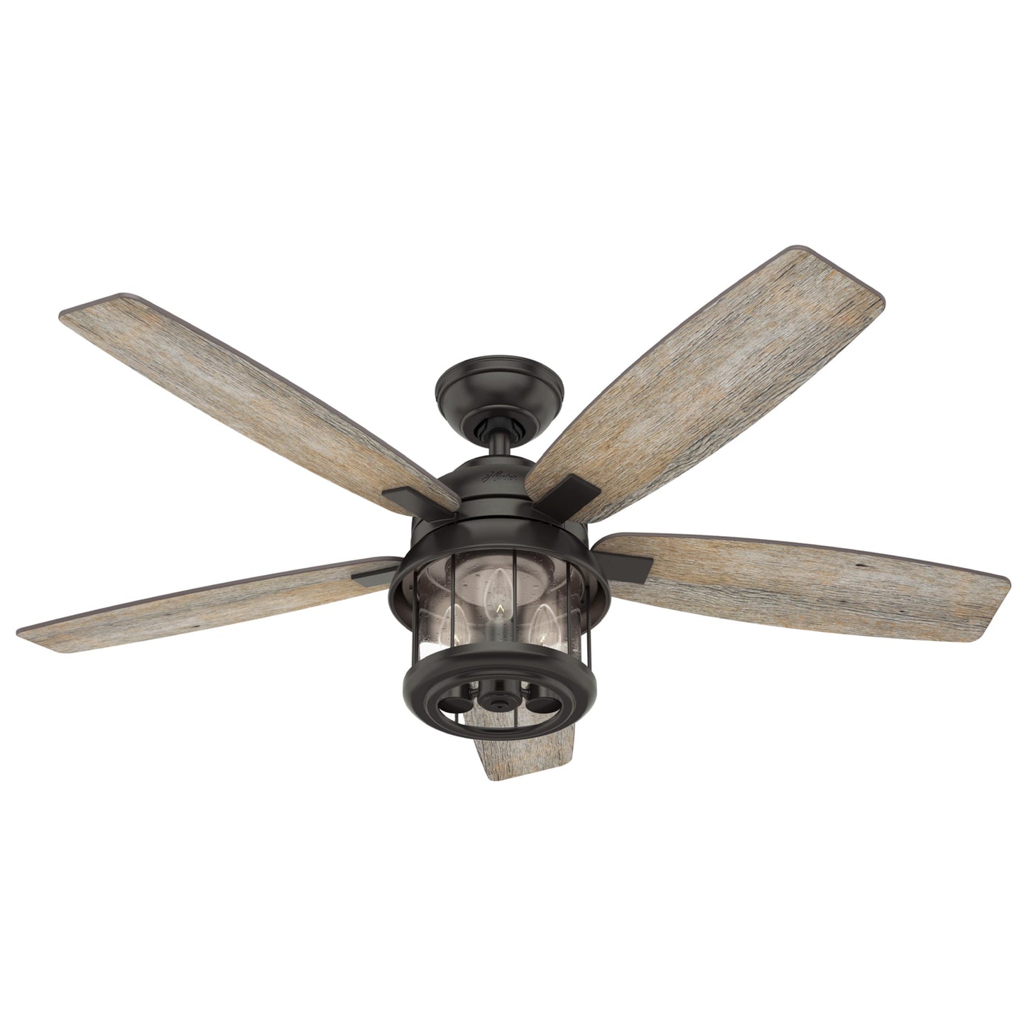 Hunter Coral Bay 52-in Outdoor Noble Bronze with Barnwood/Drifted Oak Blades Ceiling Fan With Light and Remote ( 5 -Blade ) 1099723