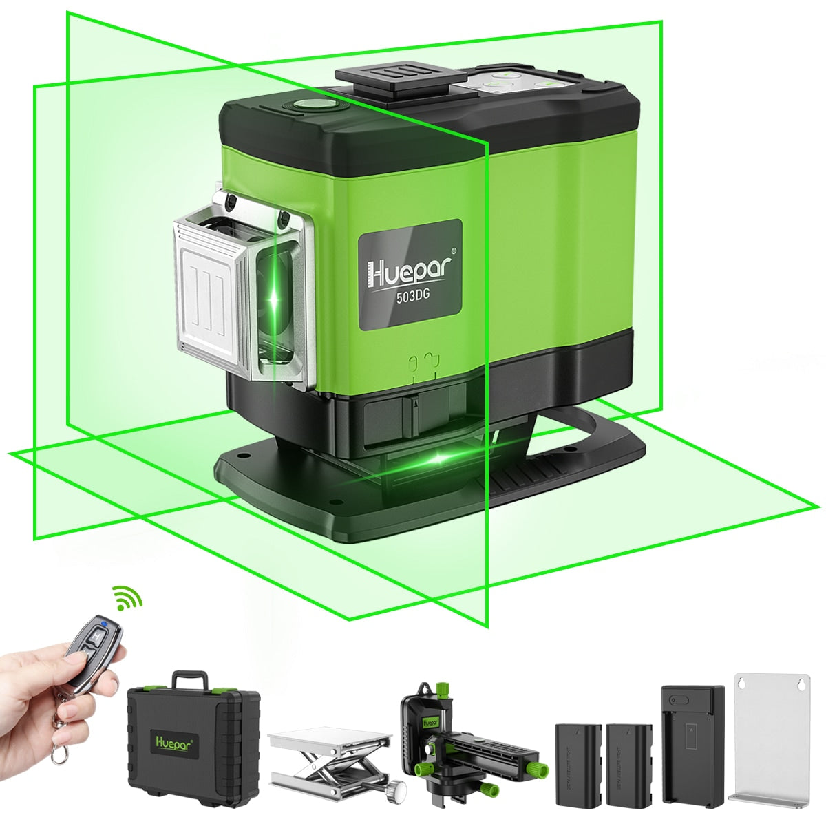 Huepar 200-ft Green Self-Leveling Cross-line Laser Level 503DG