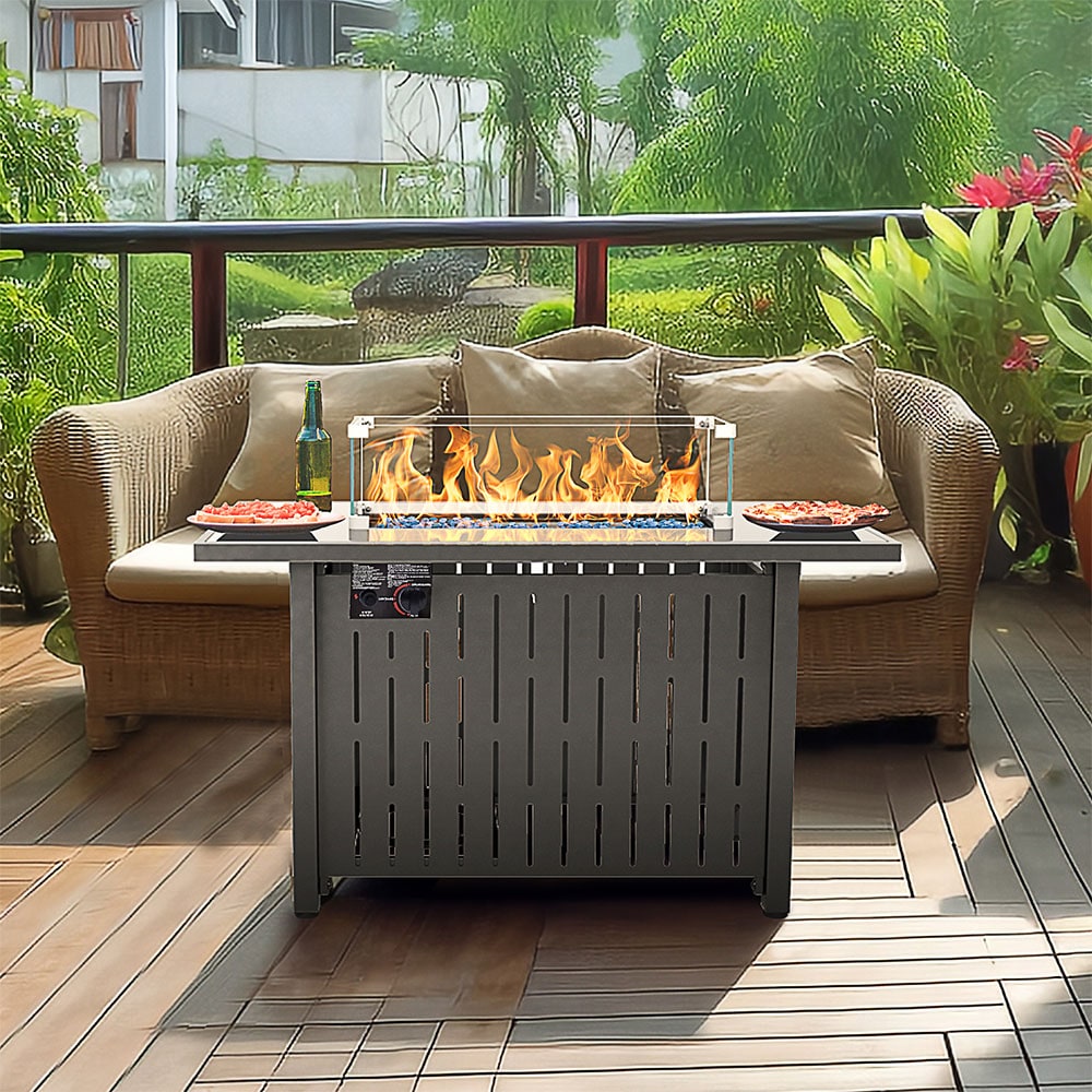 Runesay Outdoor Fire Pit 22-in W 50000 Maximum BTUs Steel Rectangle Liquid propane Fire pit