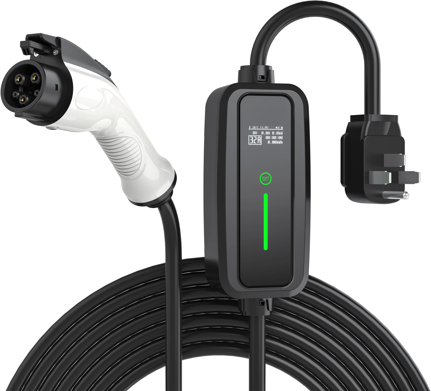 Rexing - J1772 Level 2 NEMA 14-50 Portable Electric Vehicle (EV) Charger - up to 32A - 17' - Black