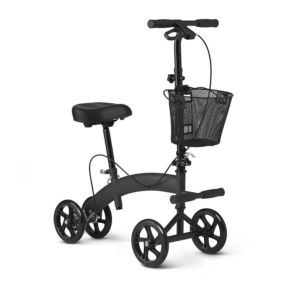 Medline - Manual Seated Scooter with Footrest and Basket - Black